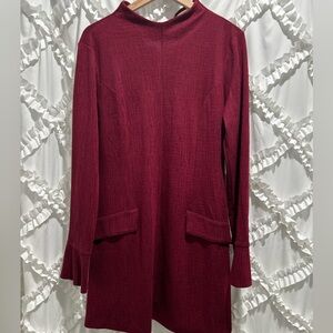 Francesca's Collections Deep Red Long Sleeve Dress